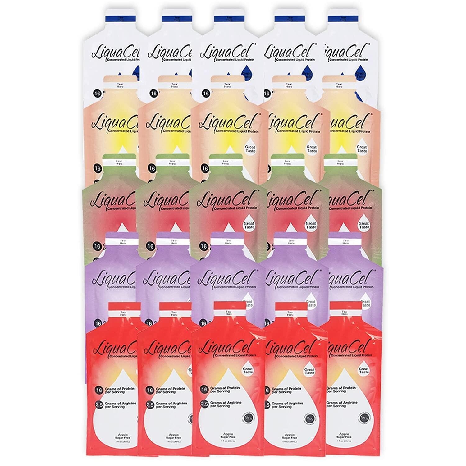 LiquaCel Concentrated Liquid Protein Variety Packets 25pk Grape Peach Watermelon
