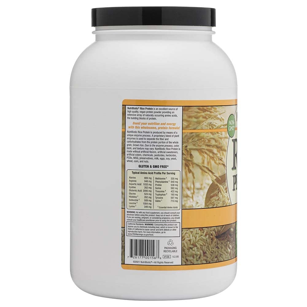 NutriBiotic Vanilla Rice Protein Powder, 3 Lb (1.36kg) – Low Carb, Keto, Vegan