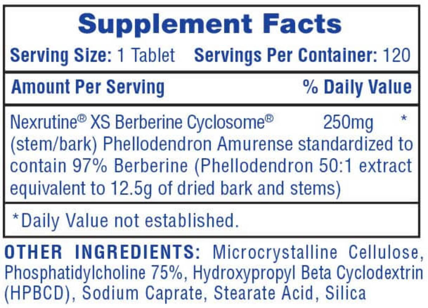 Hi-Tech Pharmaceuticals – Berberine – 120 Tablets