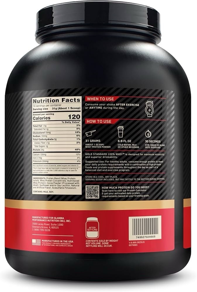 Optimum Nutrition Gold Standard 100% Whey Protein Powder, Double Rich Chocolate