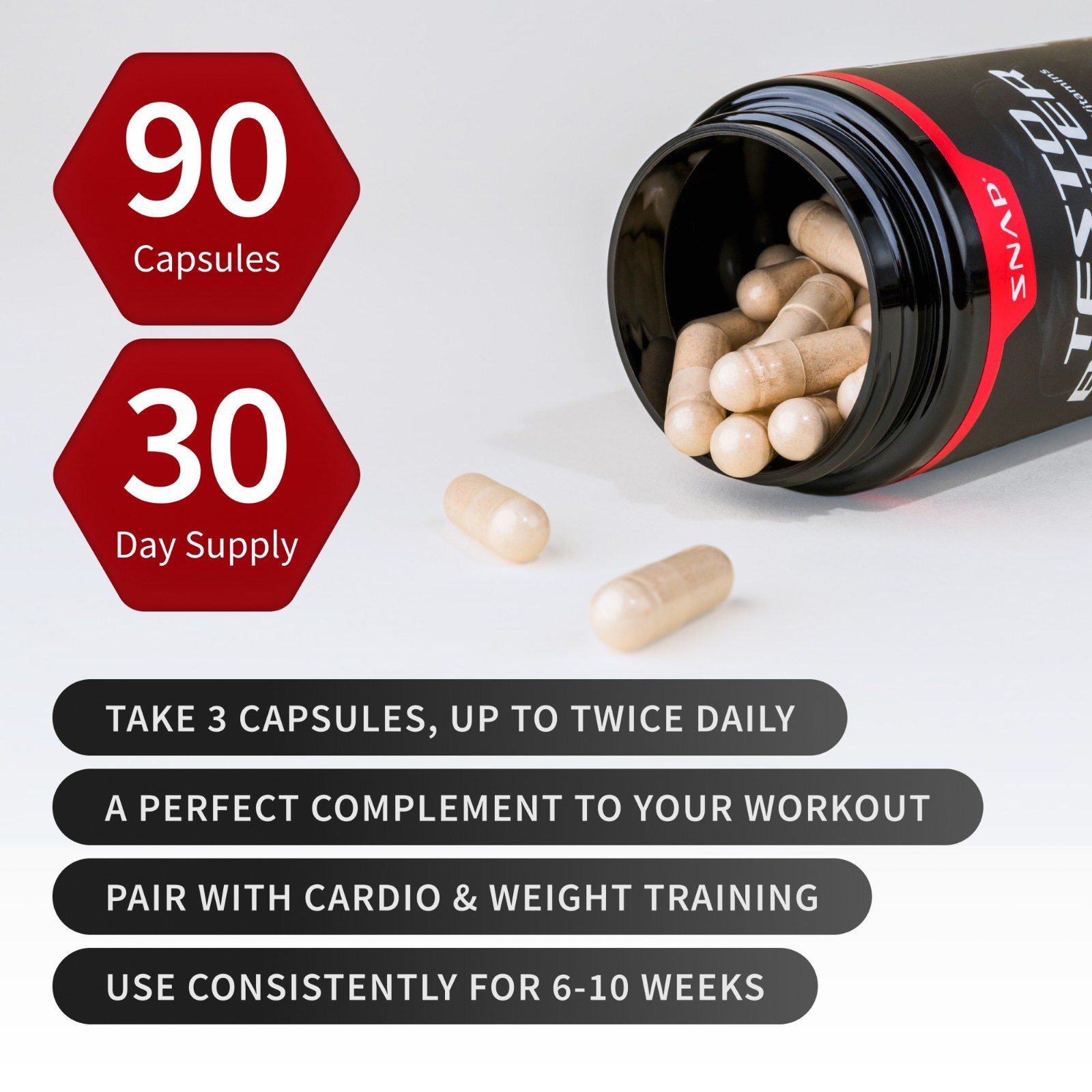 SNAP Testosterone Booster D-Aspartic Acid TongkatAli Endurance Energy Preworkout
