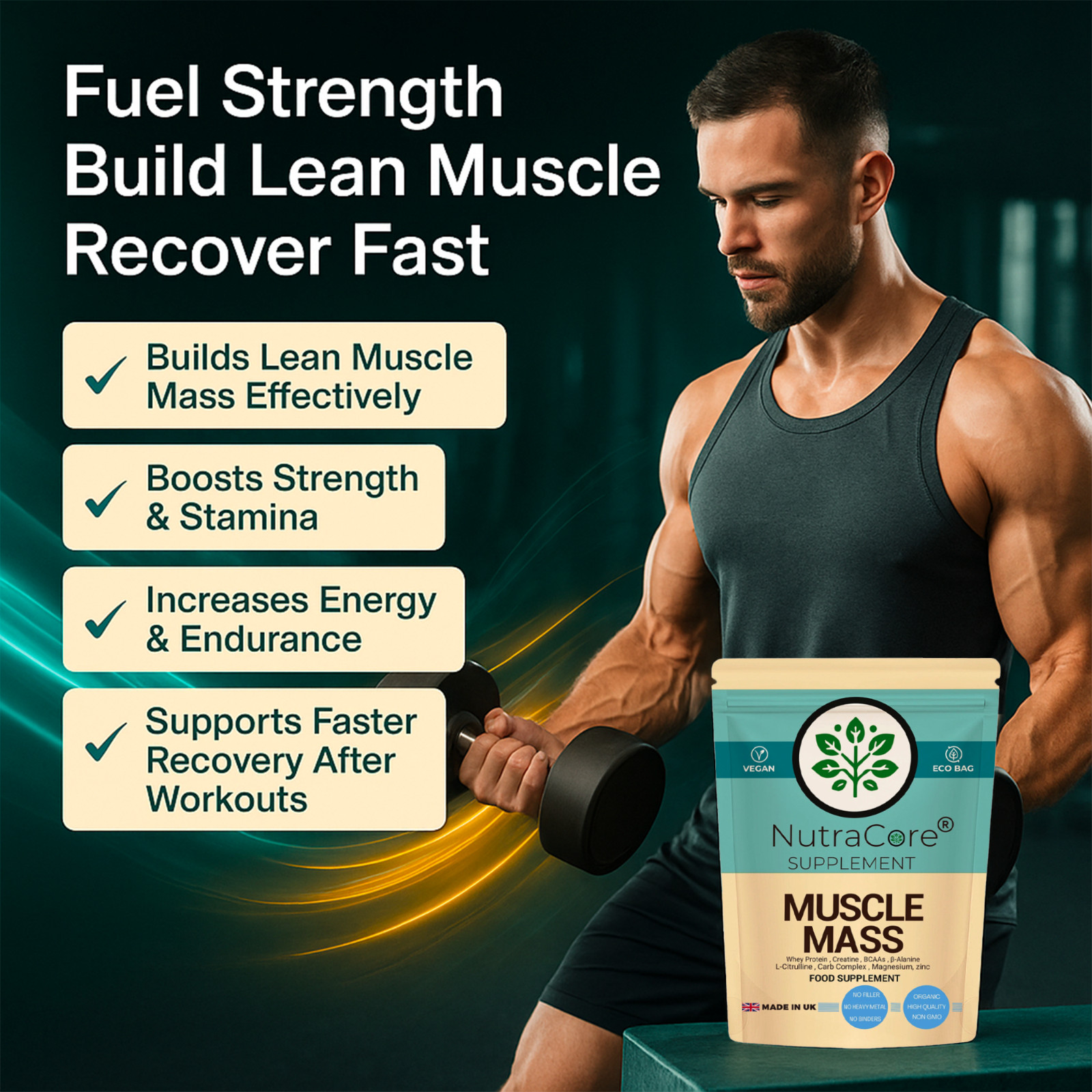 Muscle Gain Booster 770mg Capsules High Strength 100%Natural & Strong Supplement