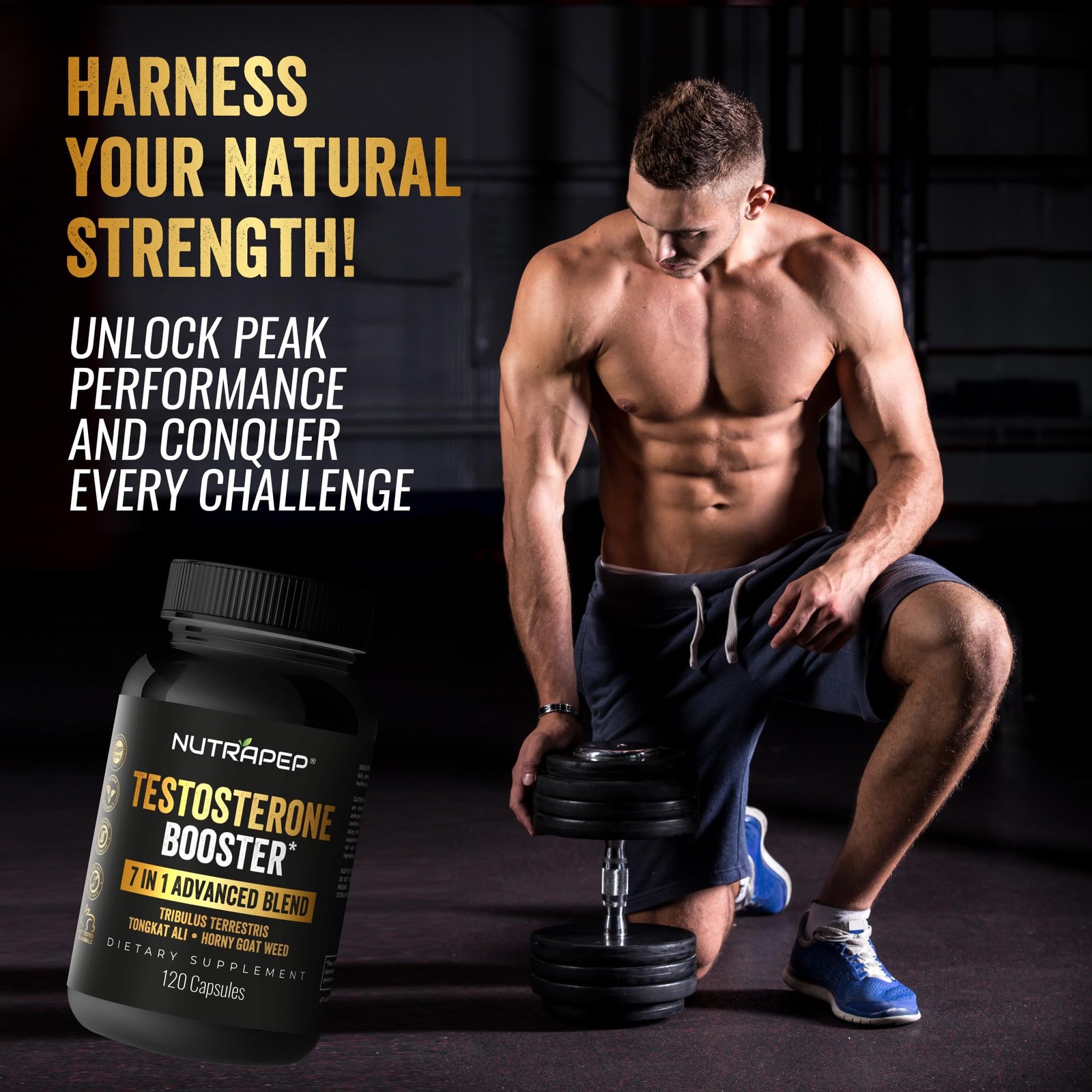 Testosterone Booster Supplement for Men – Natural 120 Count (Pack of 1)