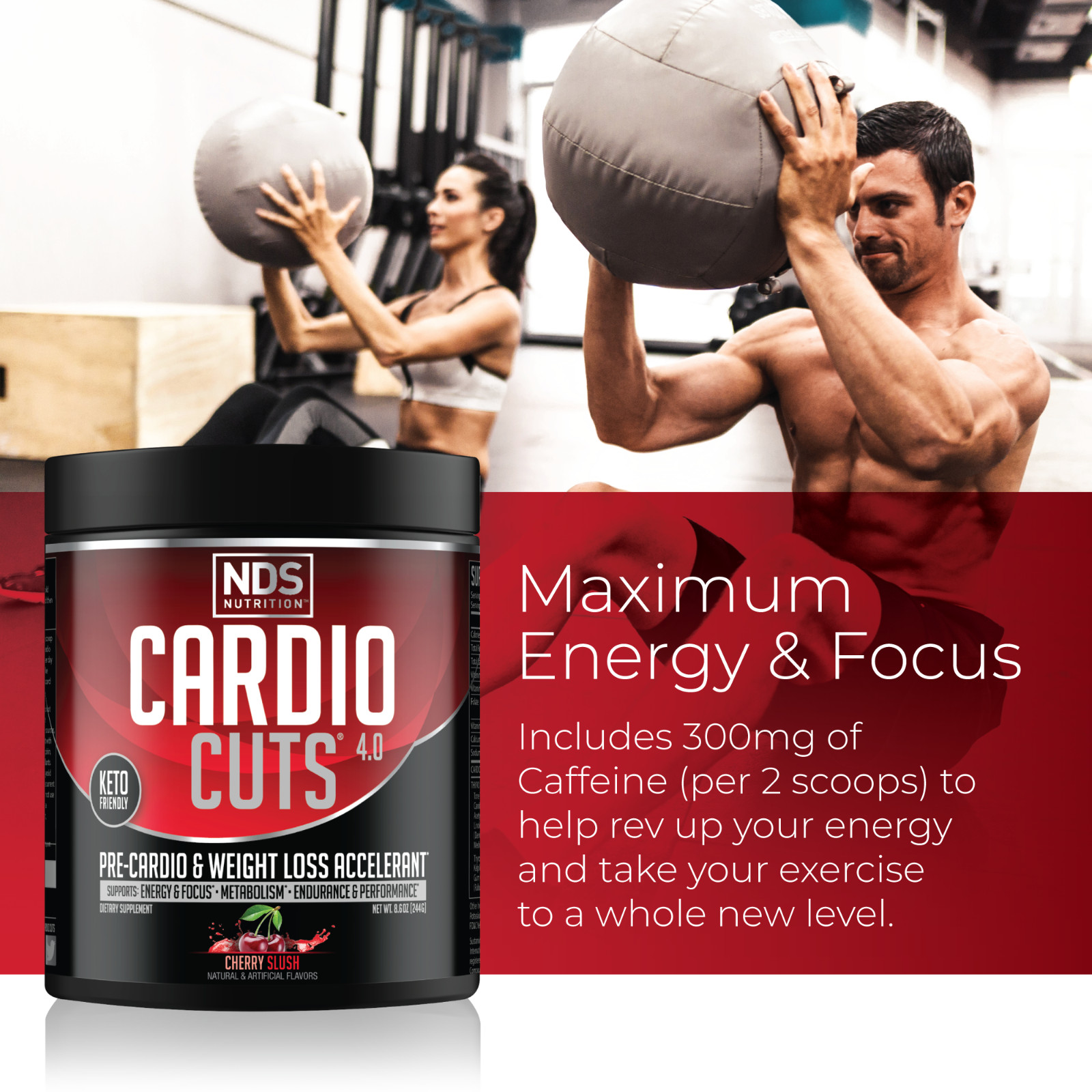 CARDIO CUTS 4.0 – Pre-Cardio / Weight Loss Drink Mix – Cherry Slush (40 Serve)