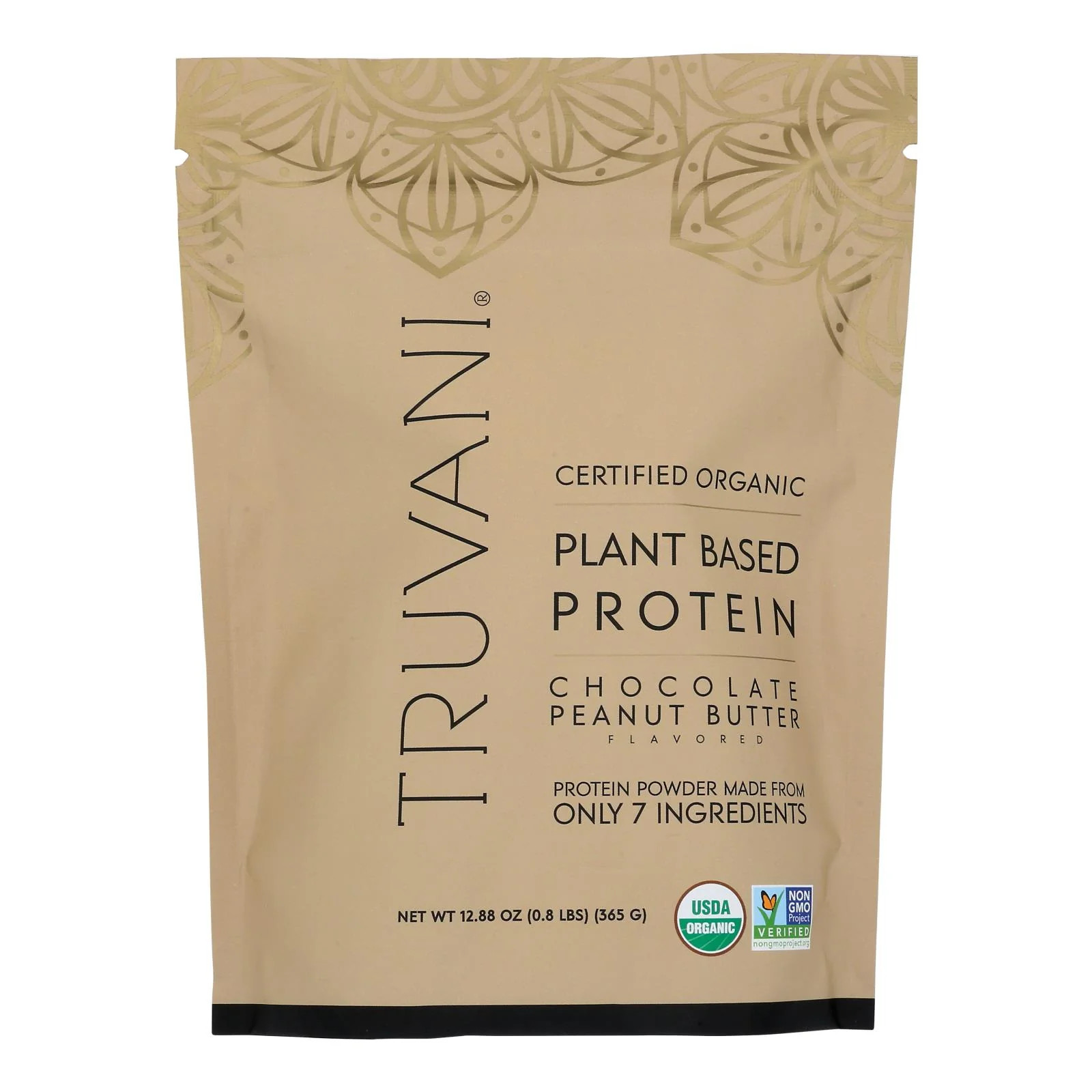 Truvani Organic Plant-Based Protein Powder, Peanut Butter Chocolate – 12.88 Oz
