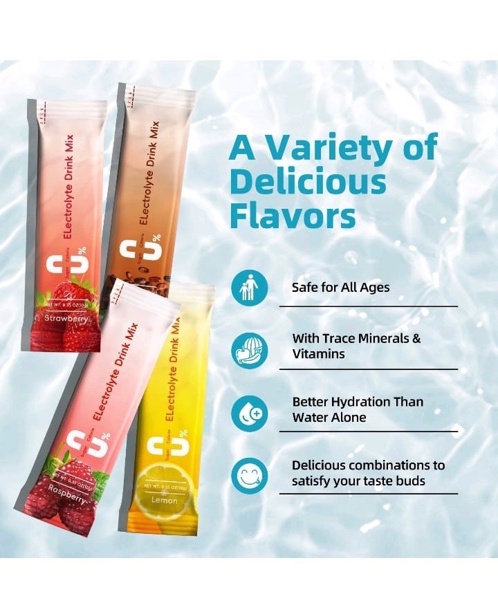 BBEEAAUU Electrolyte Powder Drink Mix Stick Packs Variety Pack Hydration
