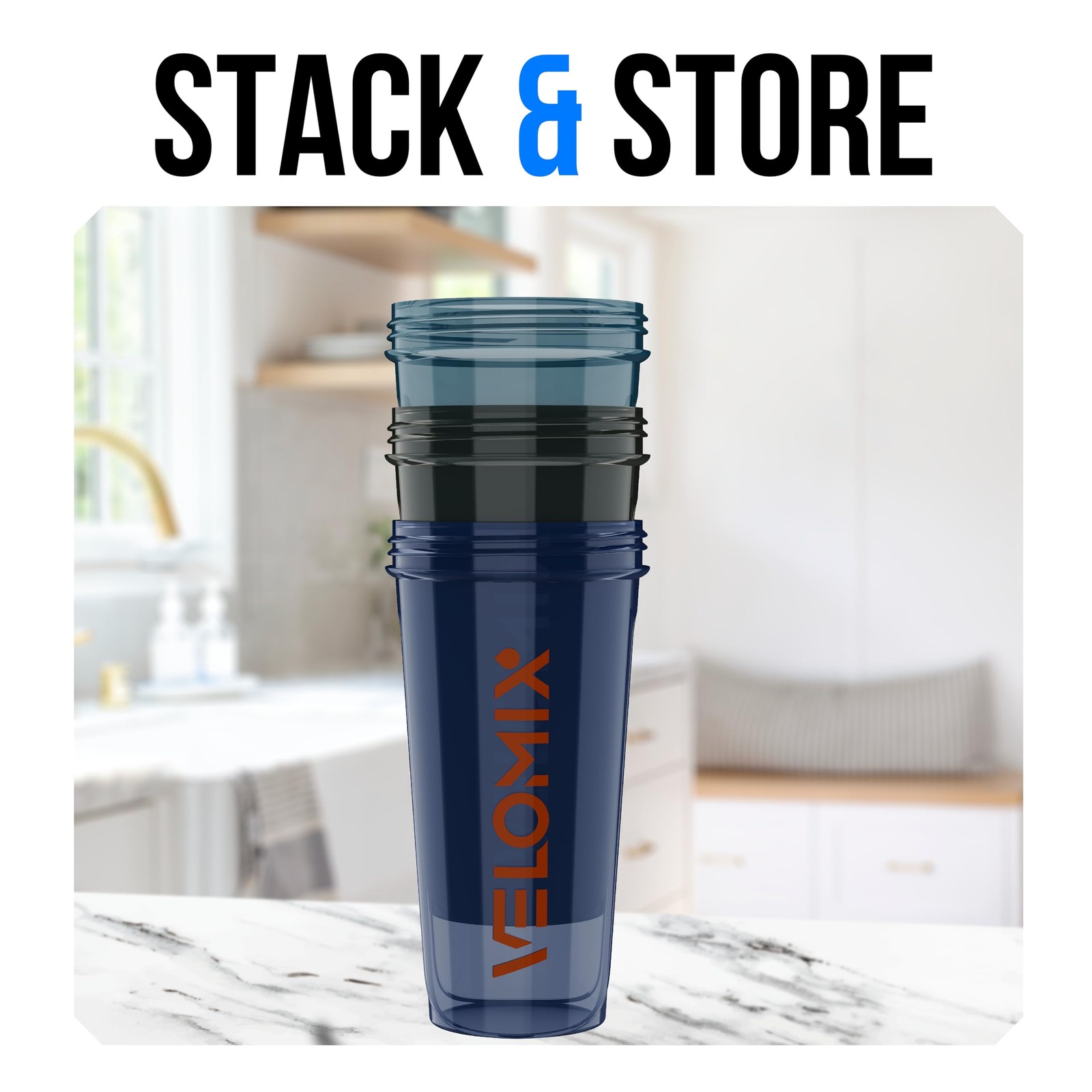 Velomix -3 Pack- 28 Oz Protein Shaker Bottle For Protein Mixes – 3X Wire Whisk