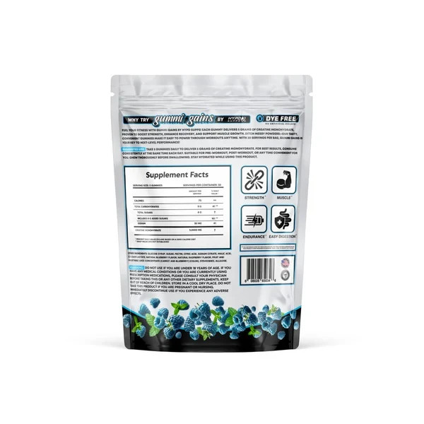 GUMMI GAINS CREATINE GUMMIES, 150CT, 30SERV BLUE RAZ FLAVOR