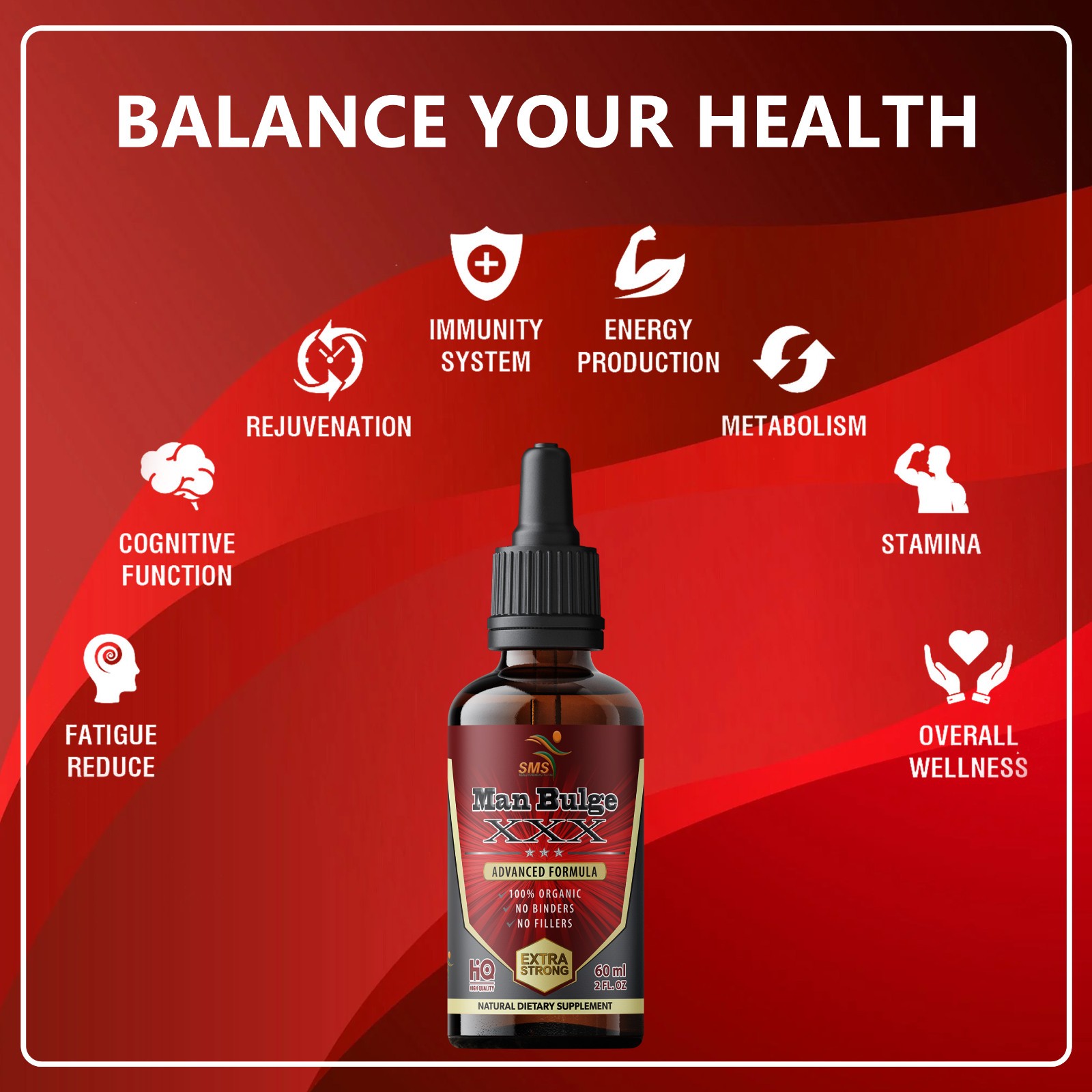 Man Bulge Mens Libidio Boost Performance Tincture Herbal Drops 3 Pack 6 Fl Oz