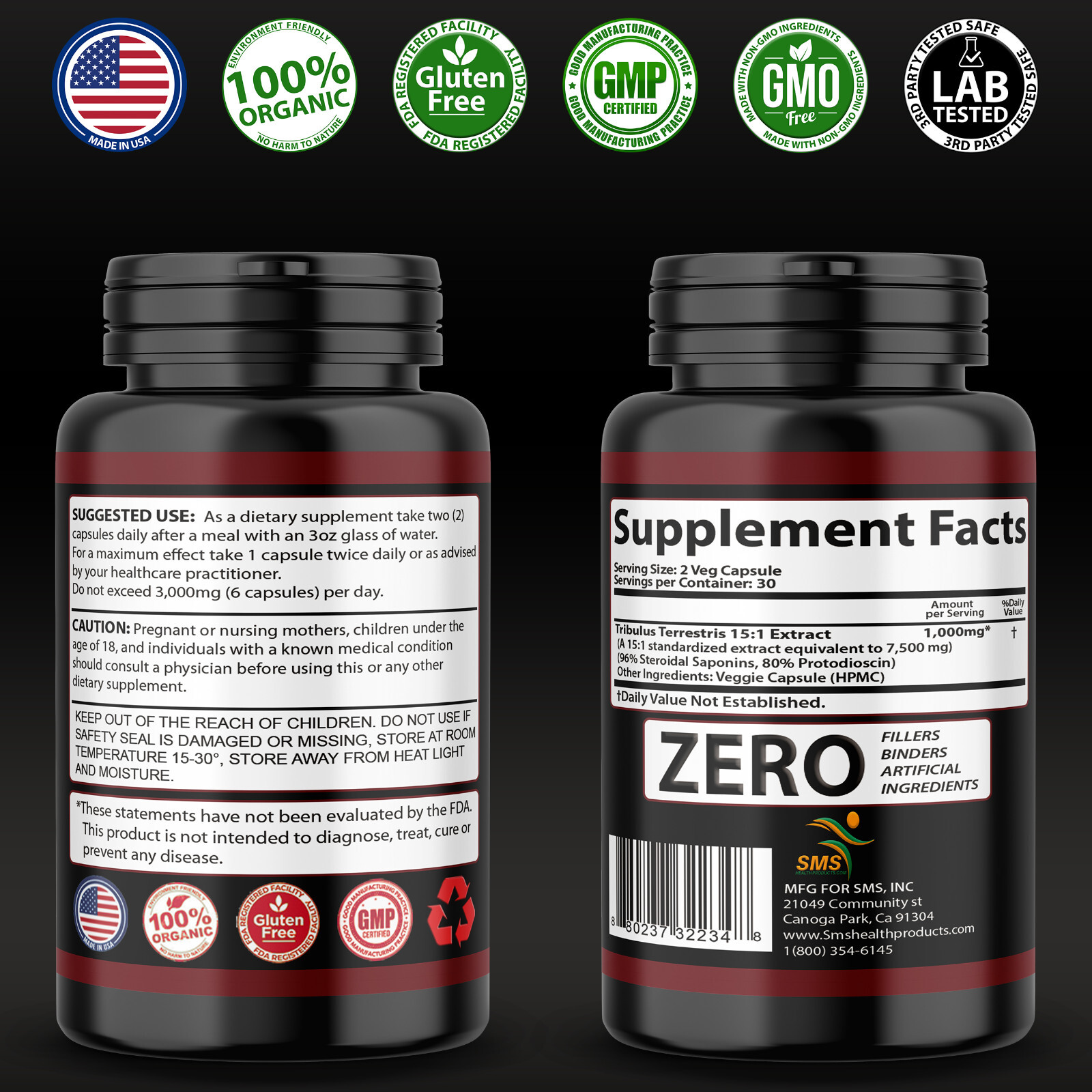 Tribulus Terrestris Test Boost, Energy, Stamina, Endurance, Muscle 3 Pack