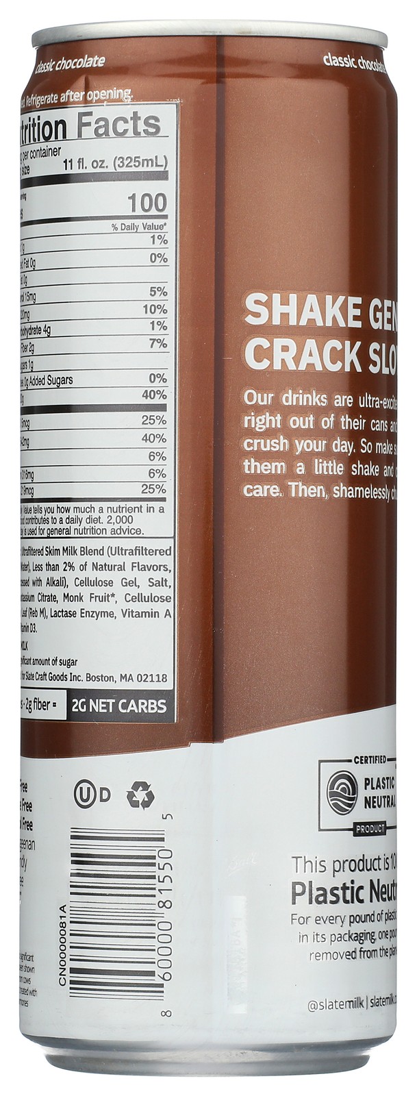 Slate Classic Chocolate High Protein Milk Shake 11 Fl Oz 12 Pack