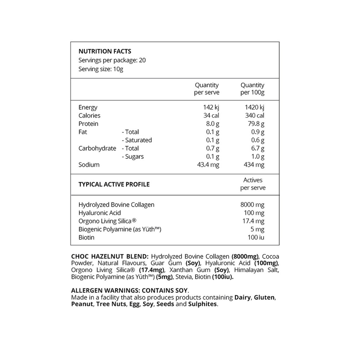 New Before You Speak Collagen Complex Choc Hazelnut 200g