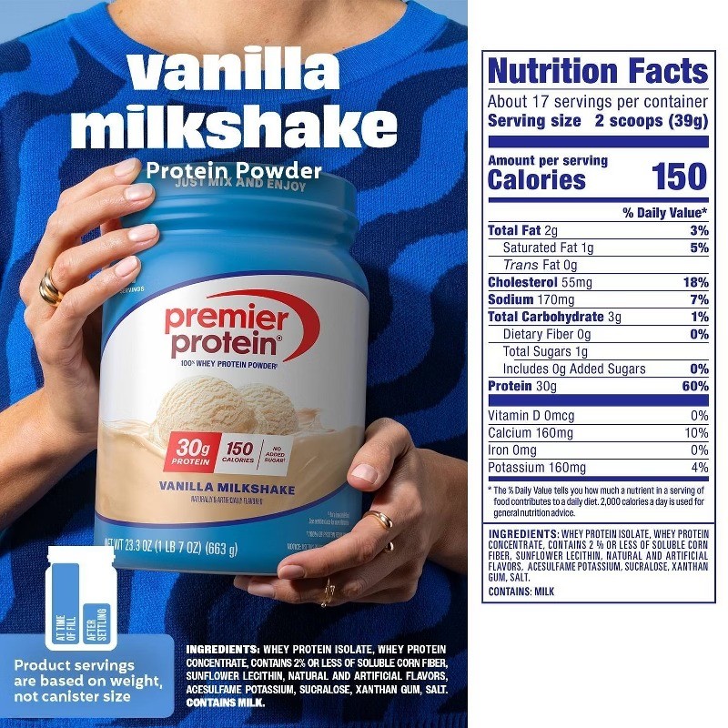 100% Whey Protein Powder – Vanilla Milkshake – 17 Serve