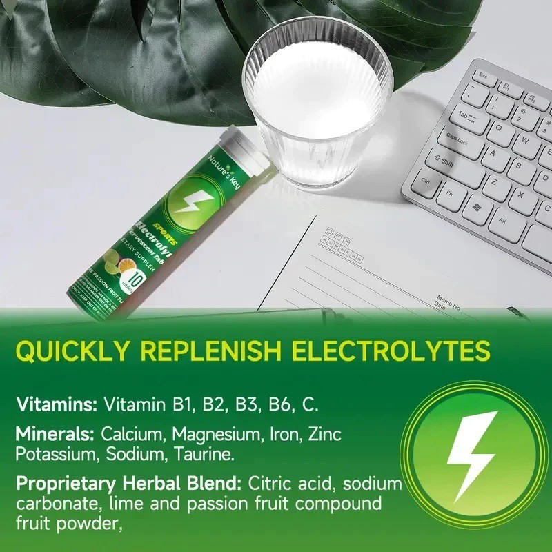 Nature’s Key Electrolyte Effervescent Tablets Lime & Passion Fruit 30 Tablets