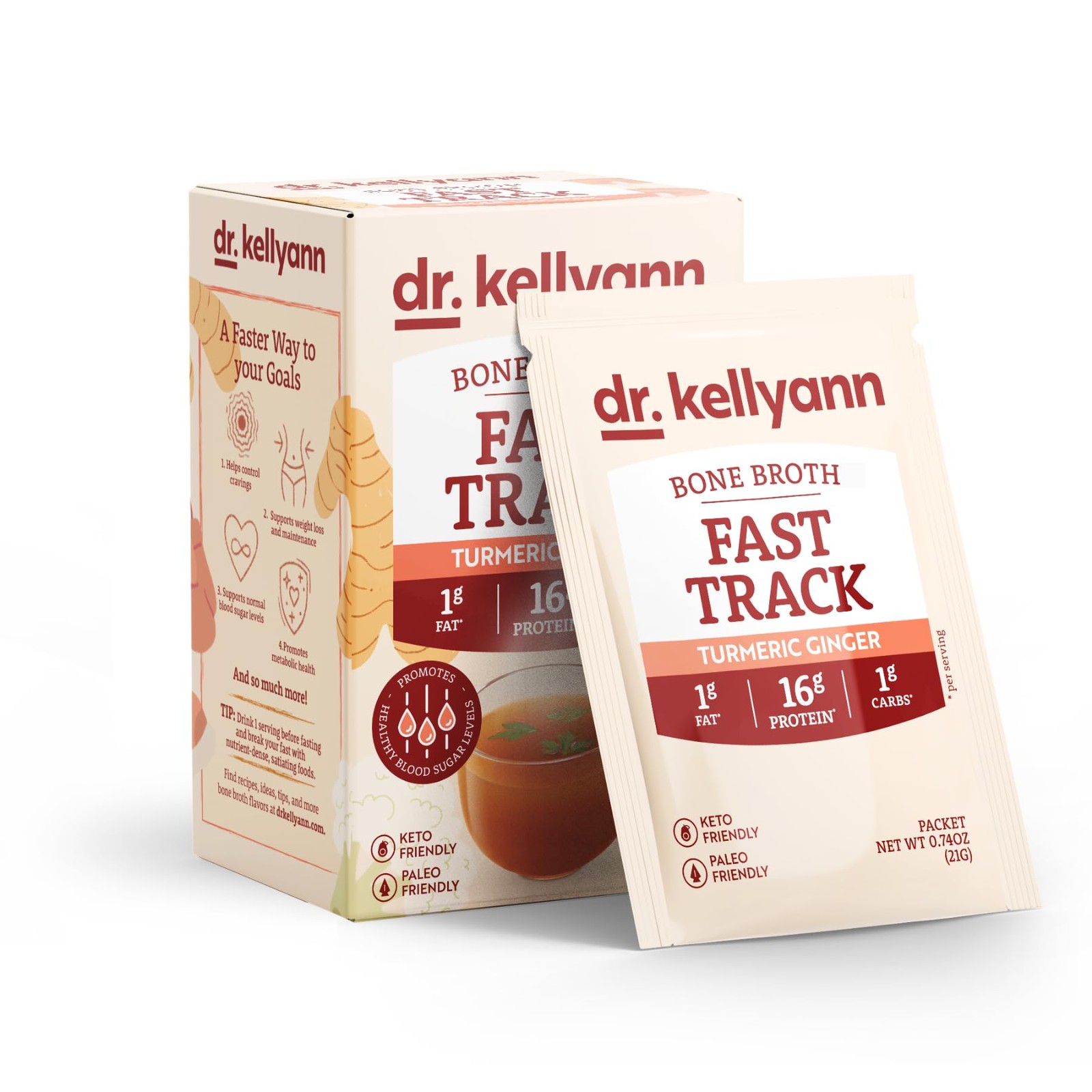 Dr. Kellyann Fast Track Bone Broth Packets (7 Servings) – 7 Count (Pack of 1)
