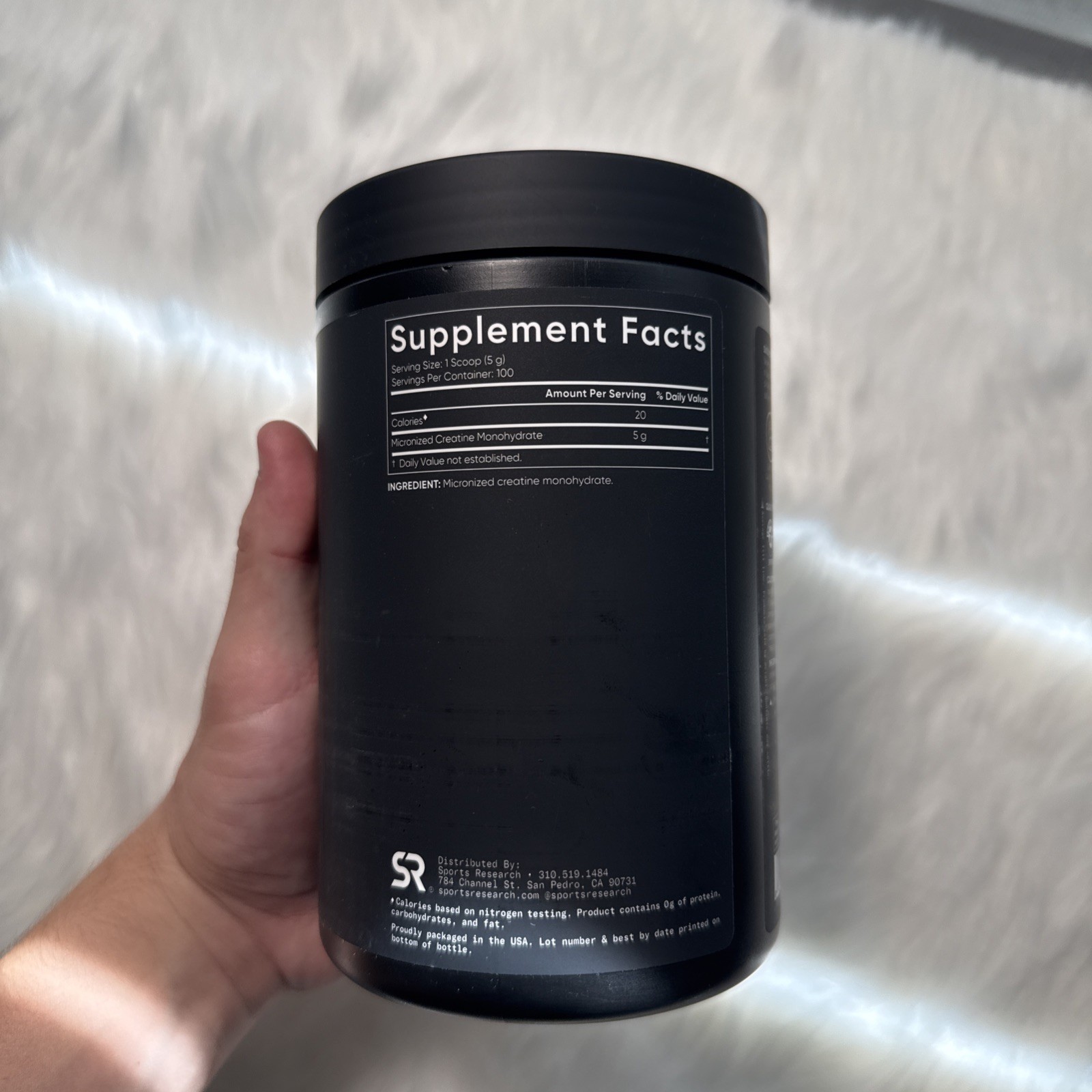 Sports Research Creatine Monohydrate Powder Unflavored 17.64oz Vegan Gluten-Free