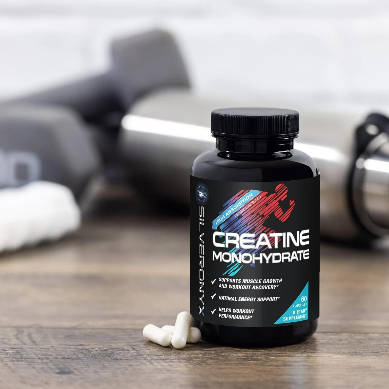 Monohidrato De Creatina En 60 Capsulas 750mg Masa Muscular Para Mujeres Hombres