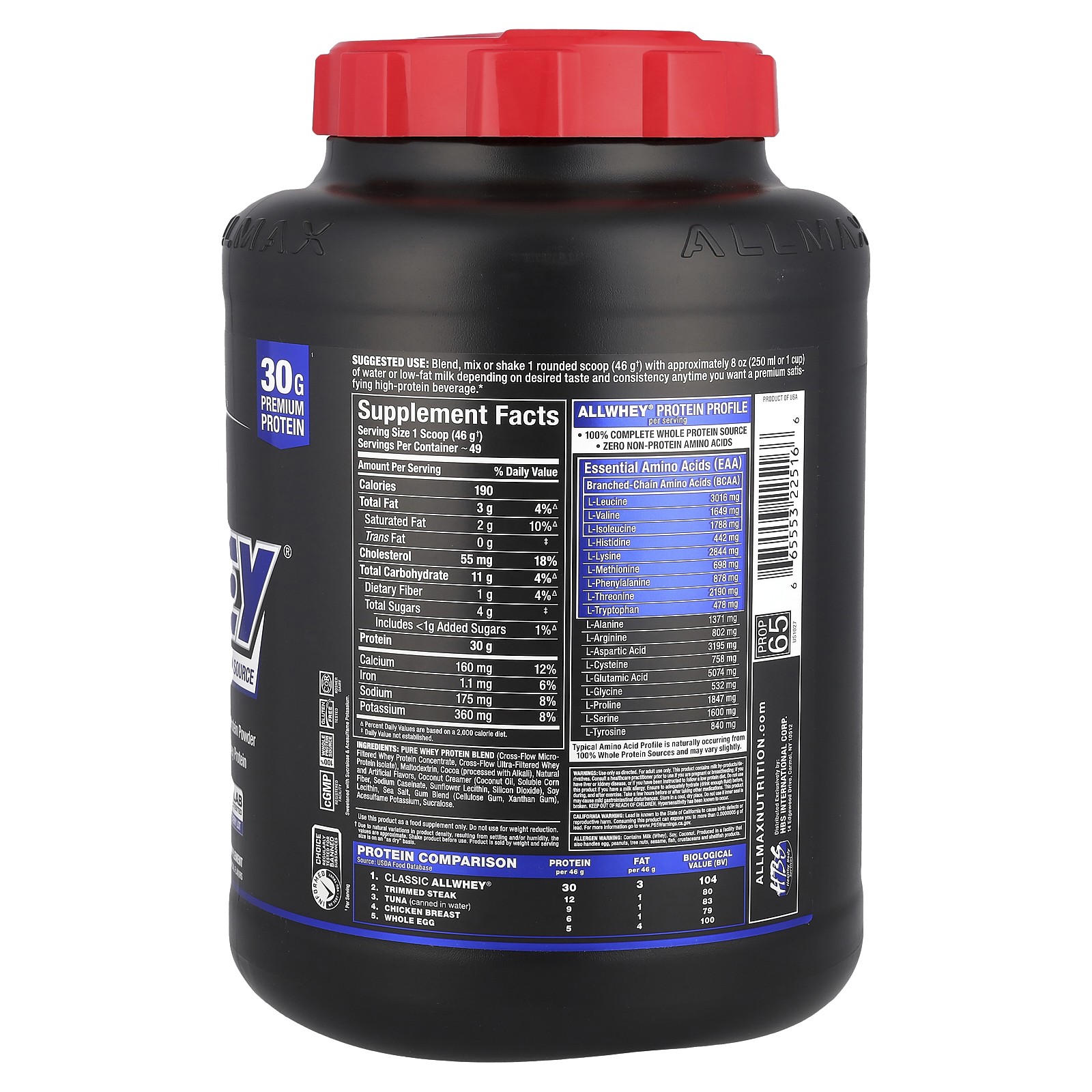 Classic AllWhey, 100% Whey Protein, Chocolate, 5 lbs (2.27 kg)