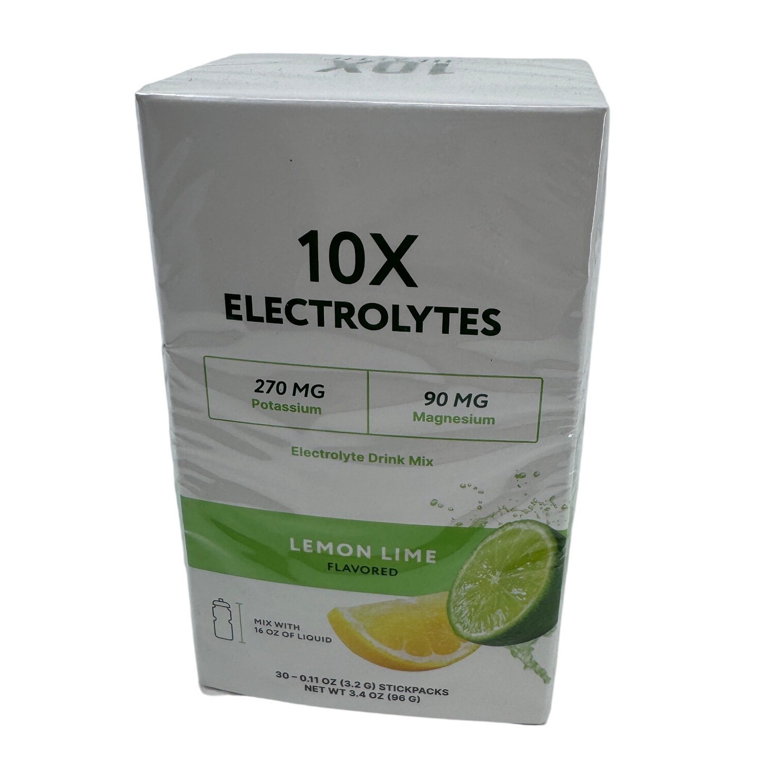 10X Health System Electrolytes Lemon Lime Drink Mix 30 Stickpacks Exp 02/27