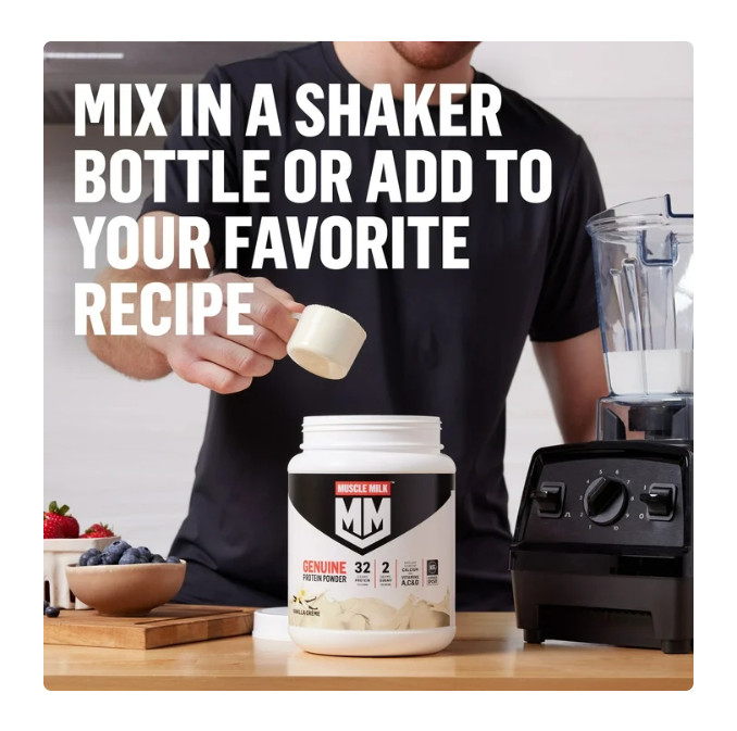 Muscle Milk Genuine Protein Powder, Vanilla, 32g Protein, 1.9lb, 30.9oz