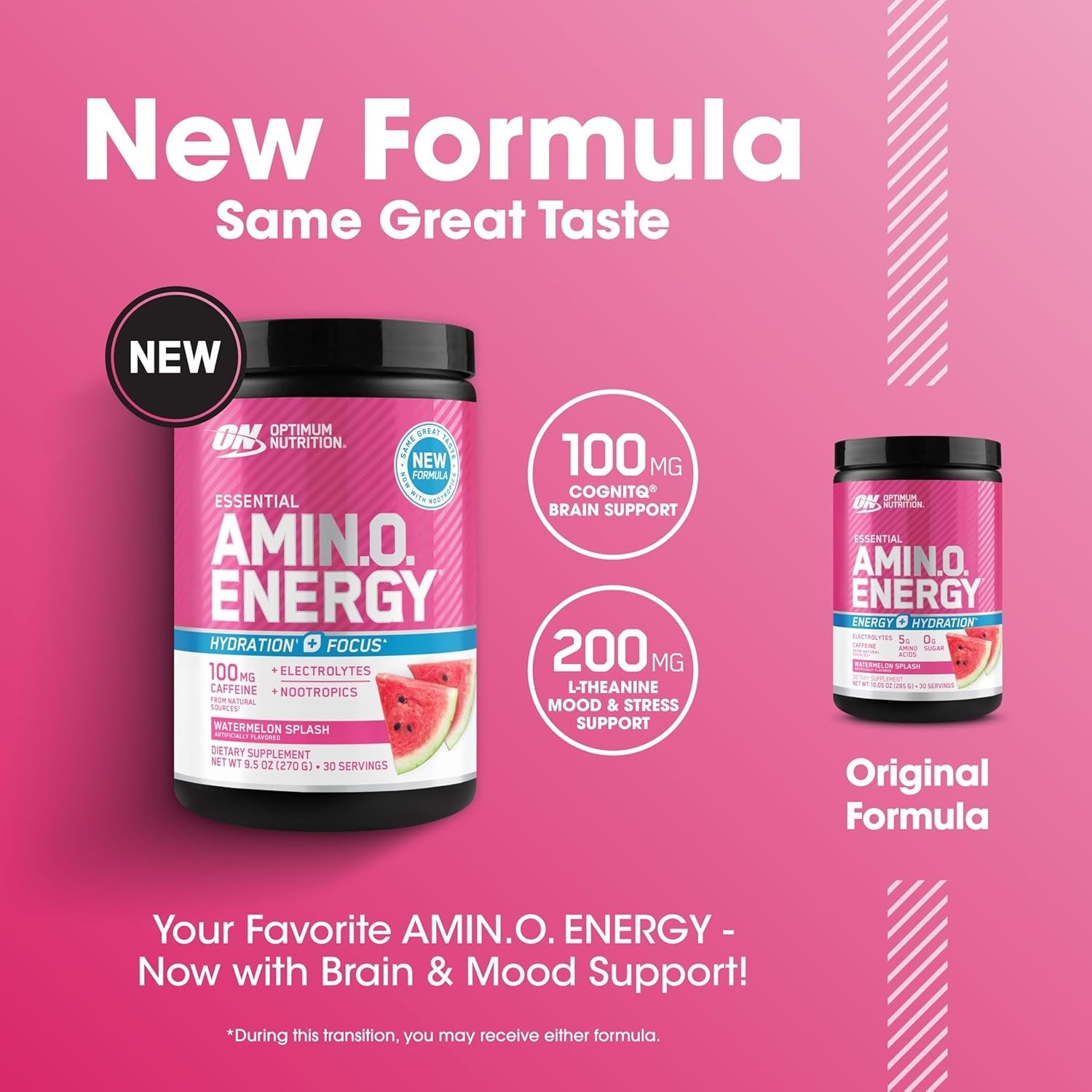 Hydrating Amino Energy Drink Mix – Watermelon, 30 Servings of Focus & Recovery