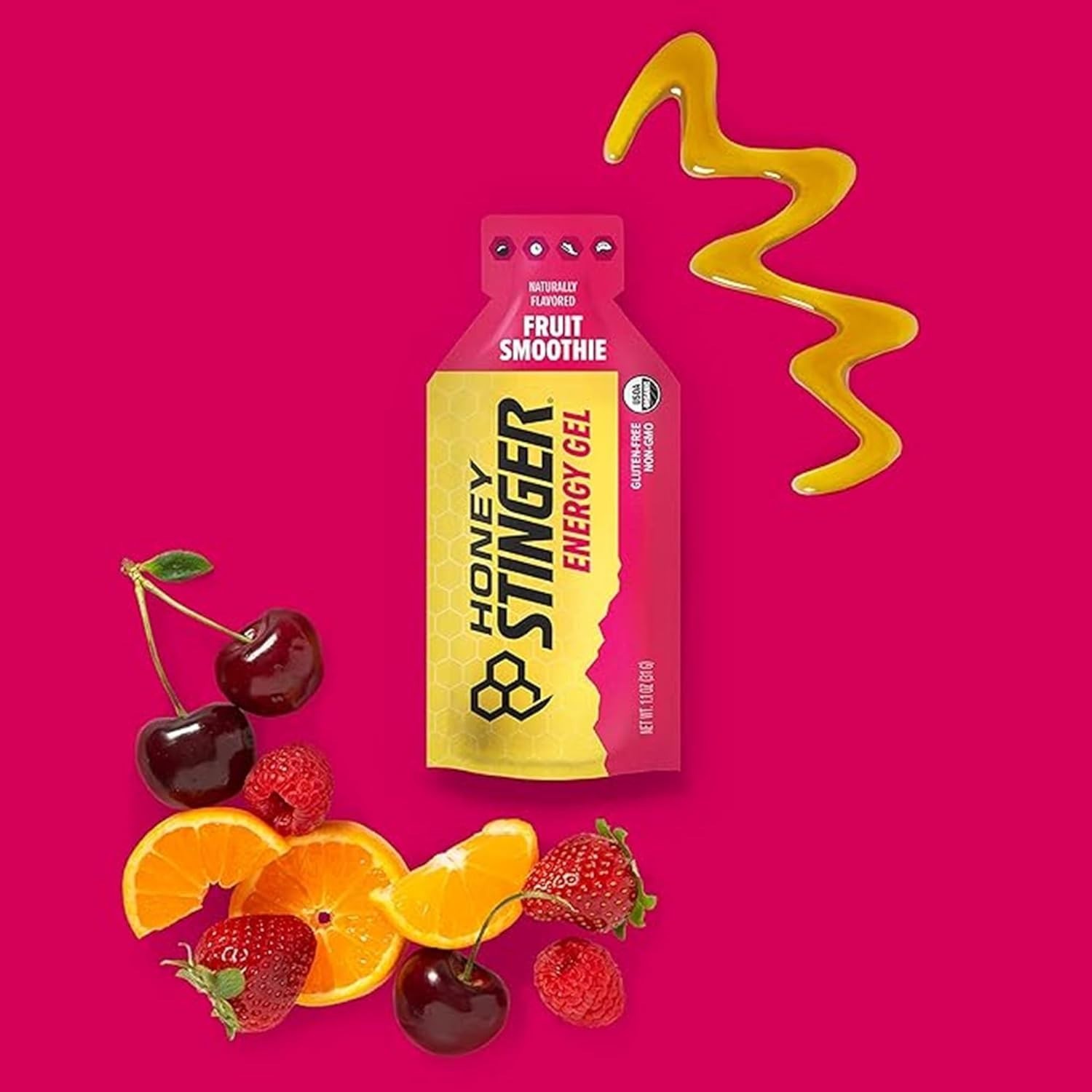 Organic Fruit Smoothie Energy Gel Pack, Gluten-Free & Caffeine-Free, Fast-Act…