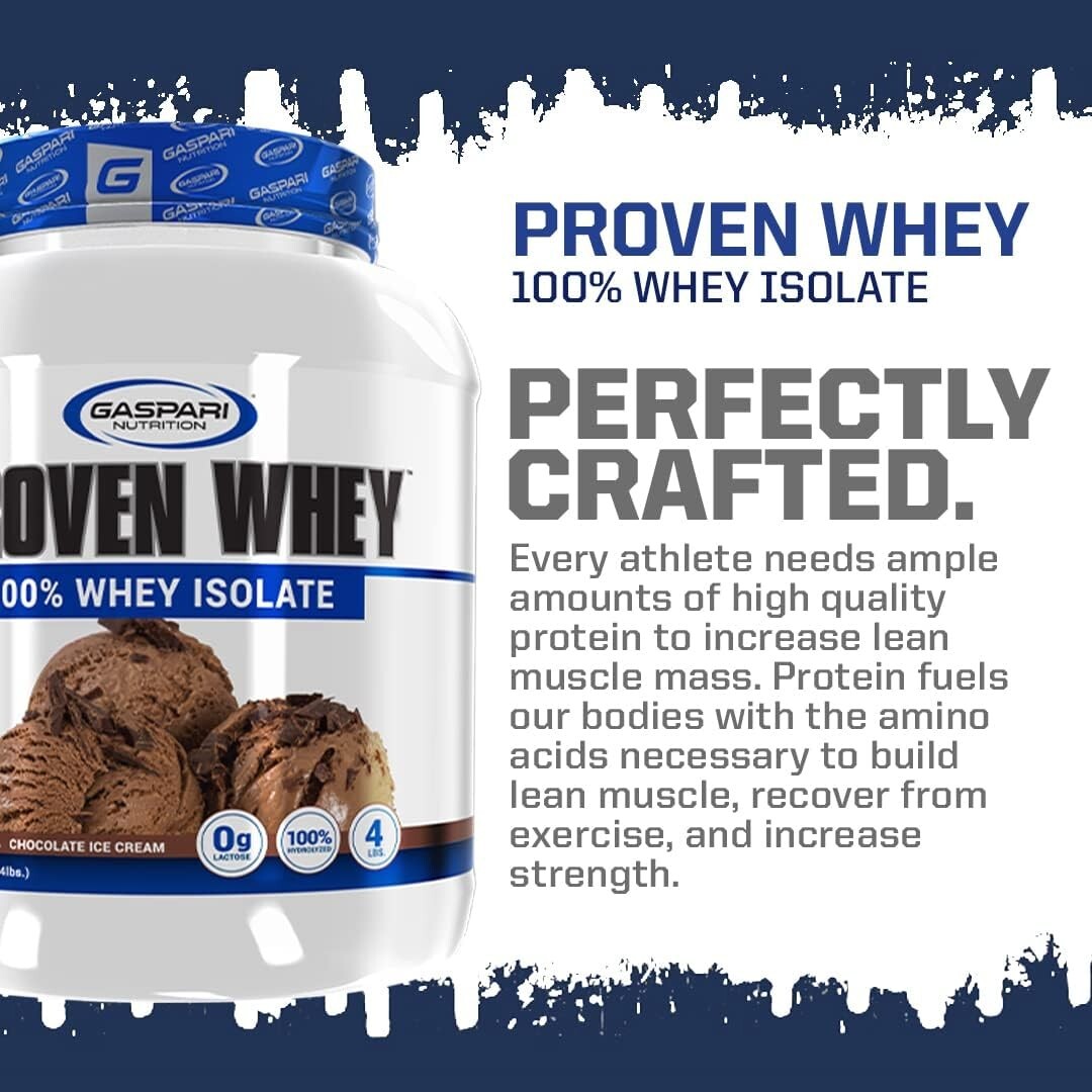 Gaspari Nutrition Proven Whey 100% Whey Isolate Protein 4LB Pick Flavor New