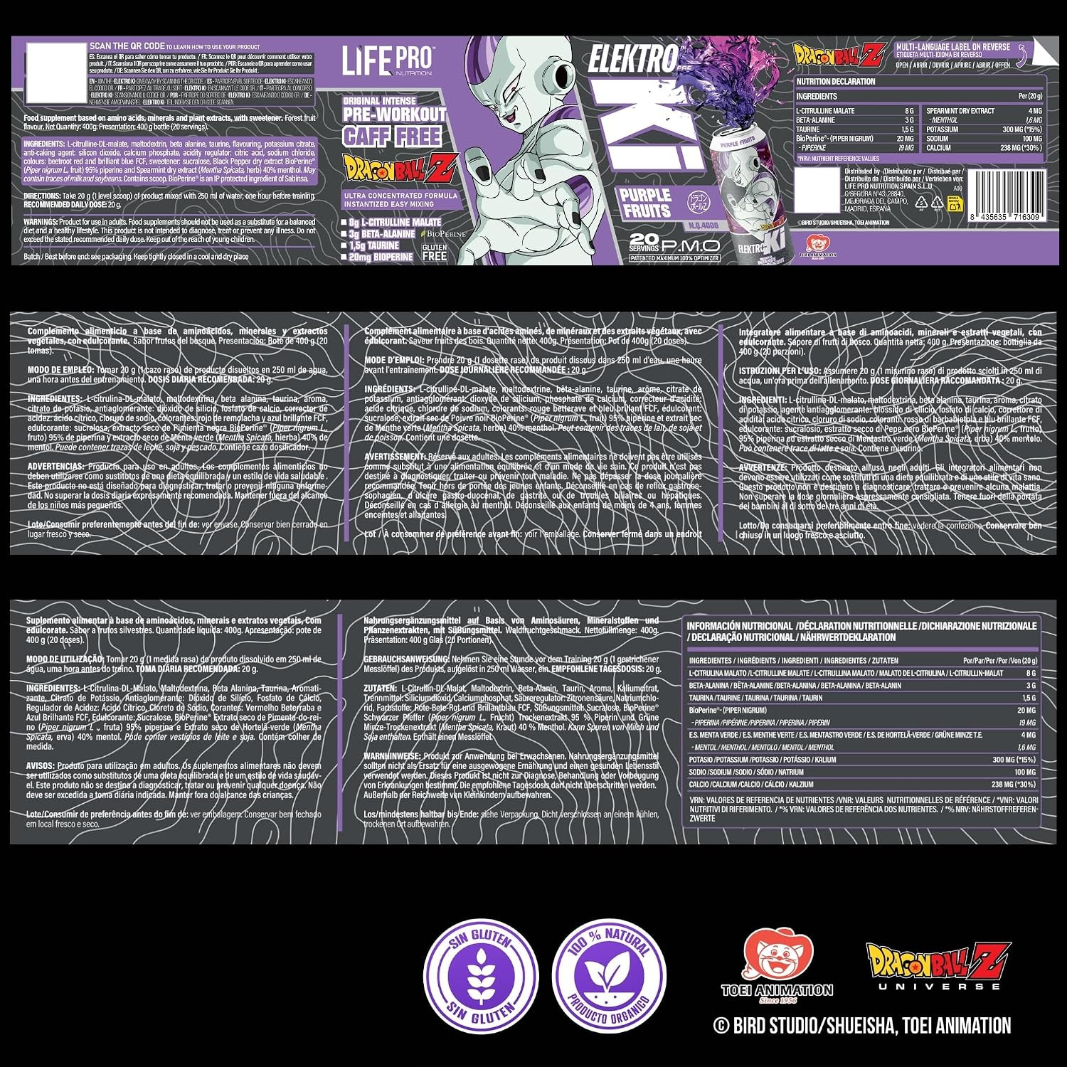 Life Pro Elektro Ki Dragon Ball Z Limited Edition 400G – Potente Preentreno Insp