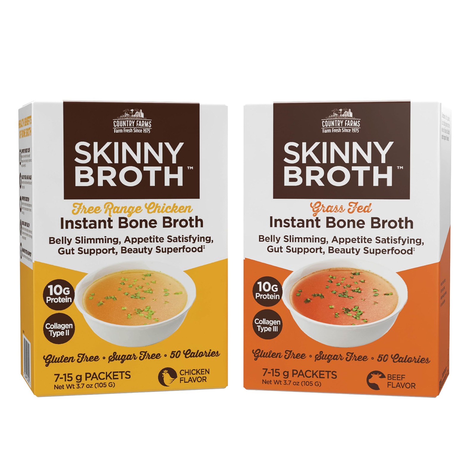 Country Farms Skinny Broth 7-Day Plan, Instant Chicken 7 Count (Pack of 2)