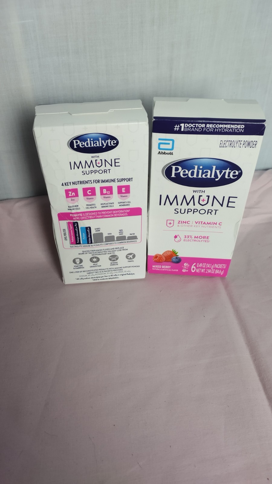 Pedialyte With Immune Support Electrolyte Powder 6 Packets Mixed Berry 2 Boxes