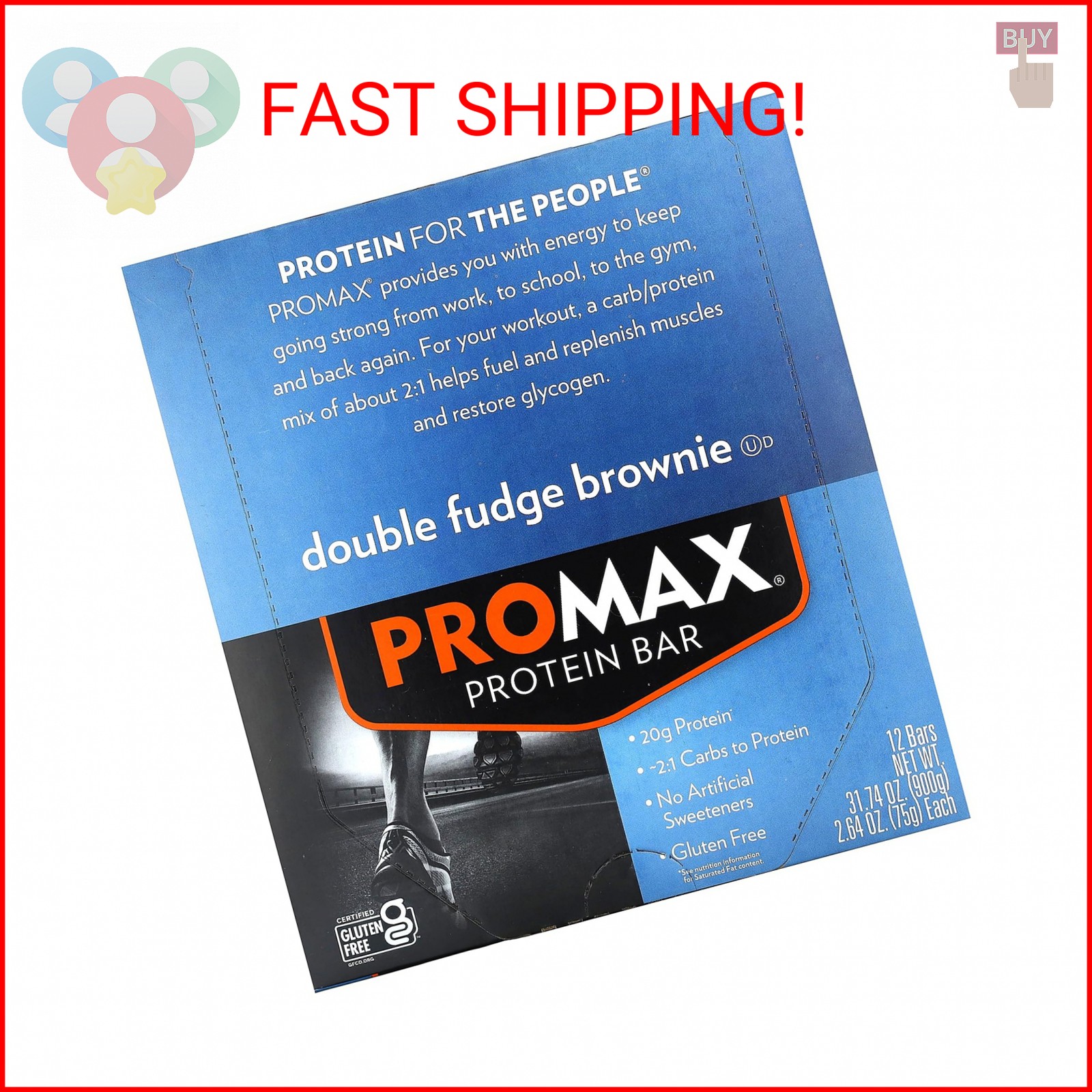 Promax Energy Bar Double Fudge Brownie – 12 Bars