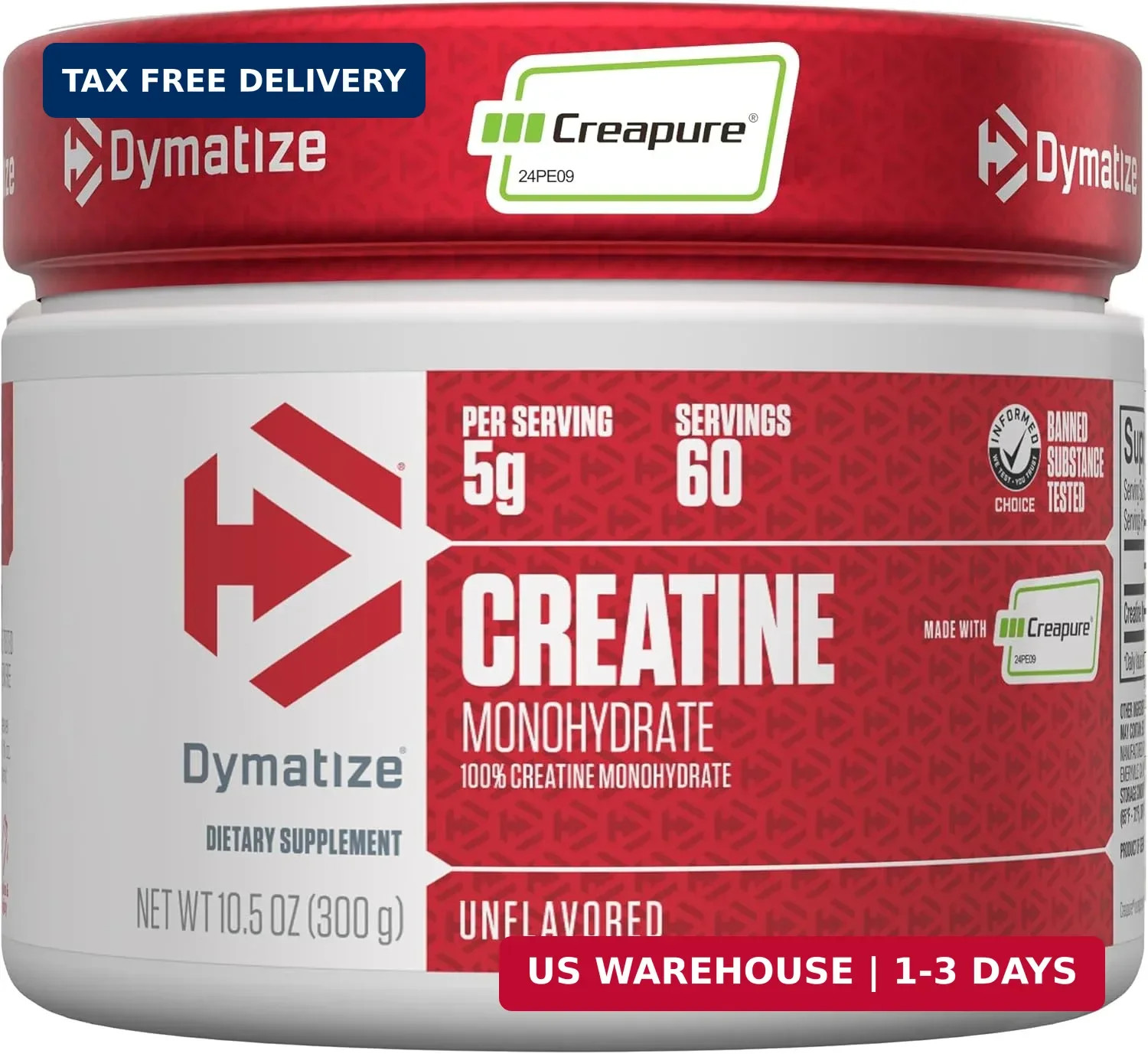 Dymatize Creatine Monohydrate 300g 5g Per Serving, 60 Servings