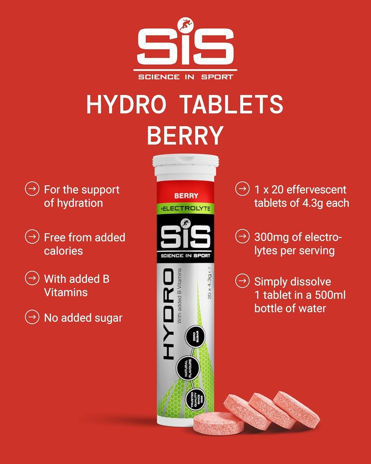 Science in Sport Hydro Electrolyte Tablets – Four Key Electrolytes and B Vitamin