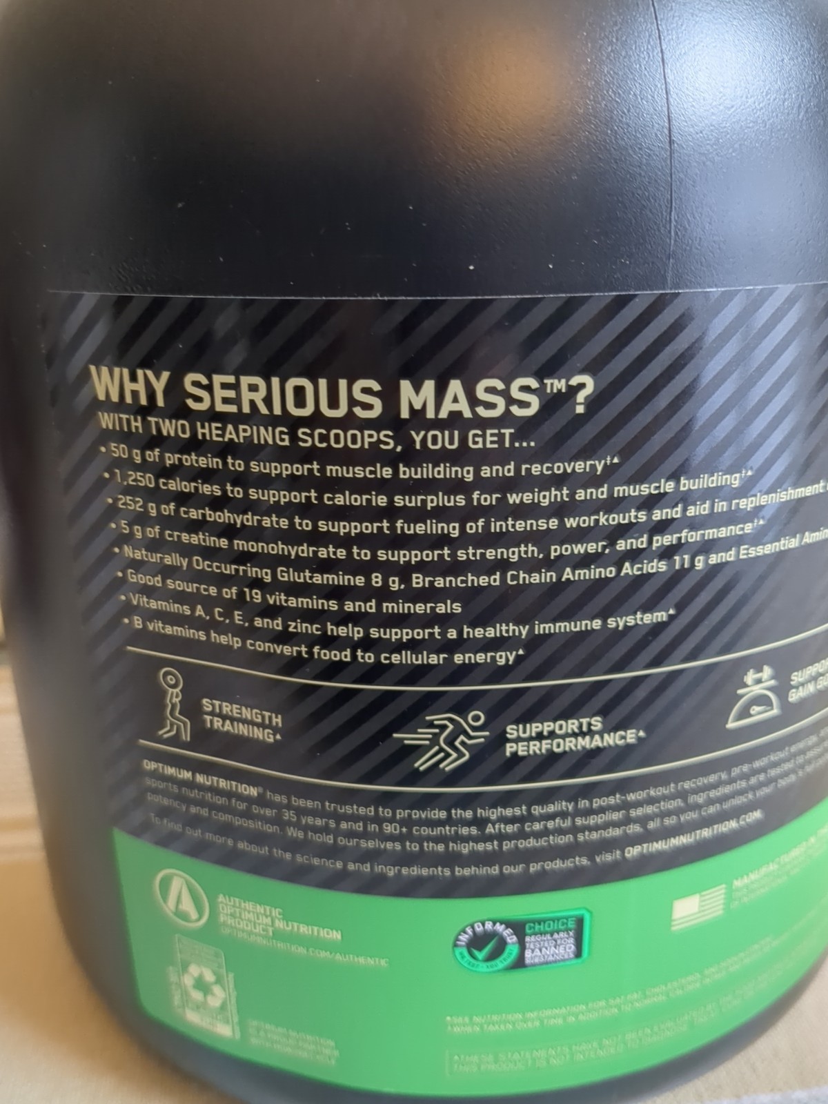 ON – Optimum Nutrition Serious Mass Banana Protein Powder – 96oz Exp 08-2027