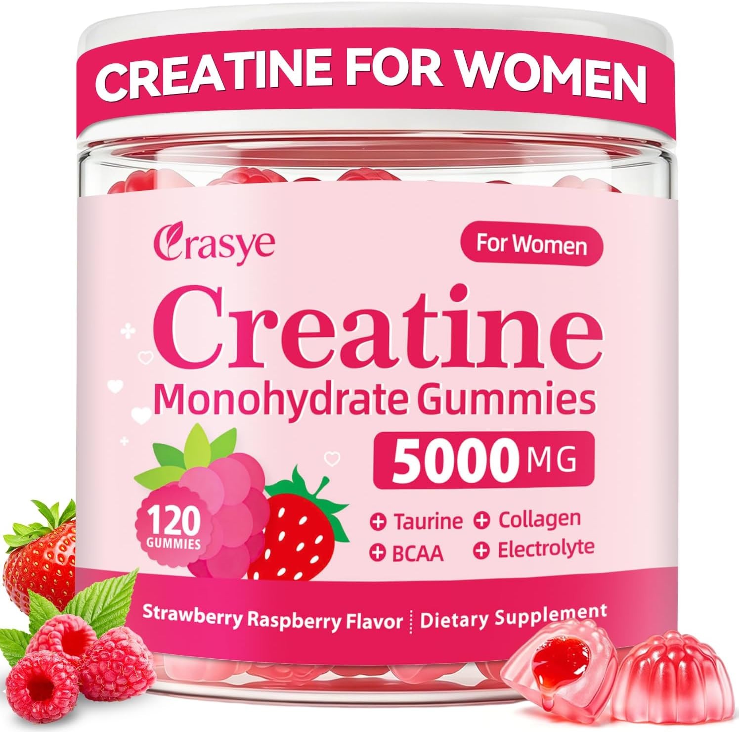 Creatine Gummies for Women with Collagen BCAA, Taurine, Electrolytes 120 gummies