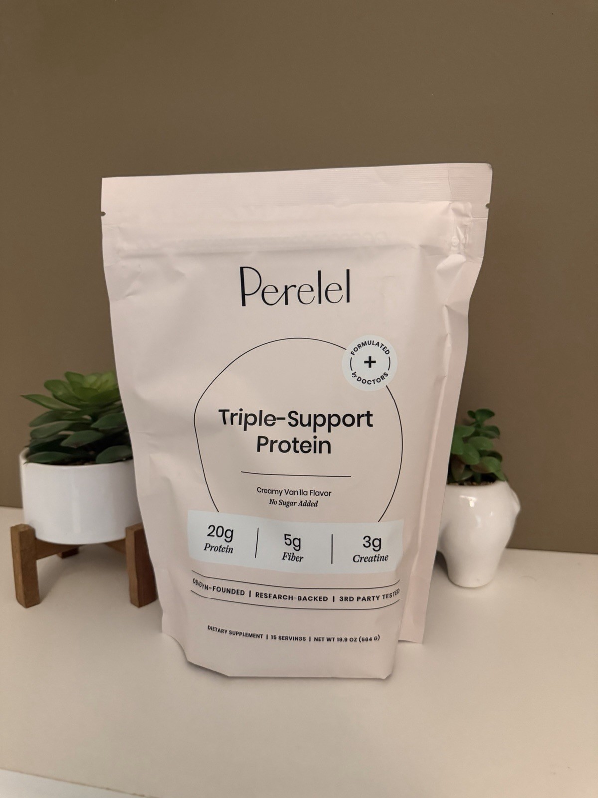 Perelel Triple-Support Protein + Creatine Creamy Vanilla 15 Serv 19.9oz