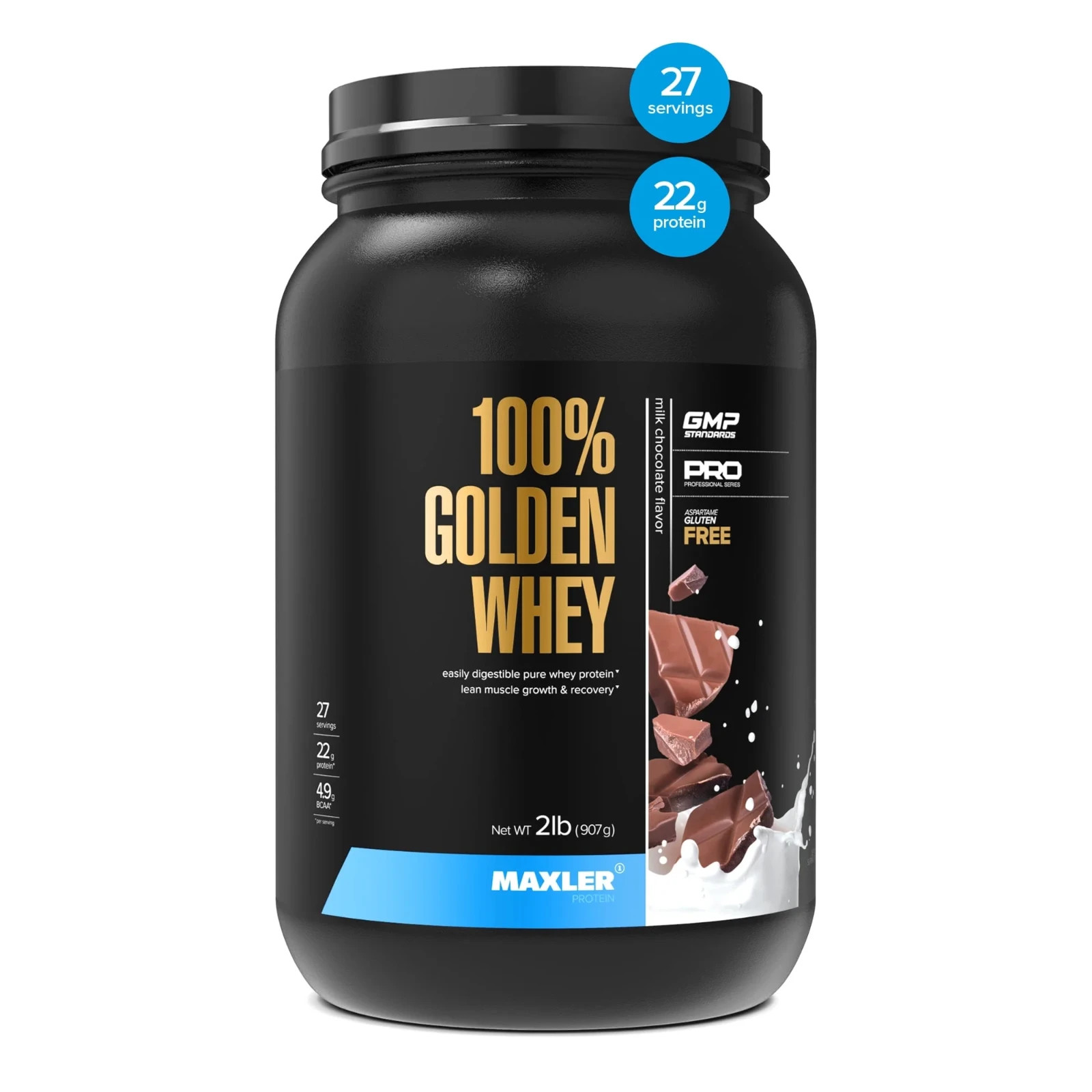 Maxler 100% Golden Whey Protein Powder – Milk Chocolate 2 lb