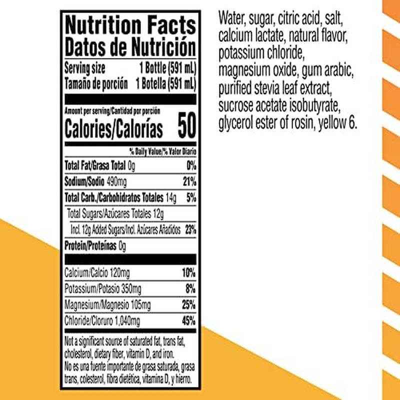 Gatorlyte Rapid Rehydration Electrolyte Beverage, Orange, 20Oz Bottles (12 Pack)