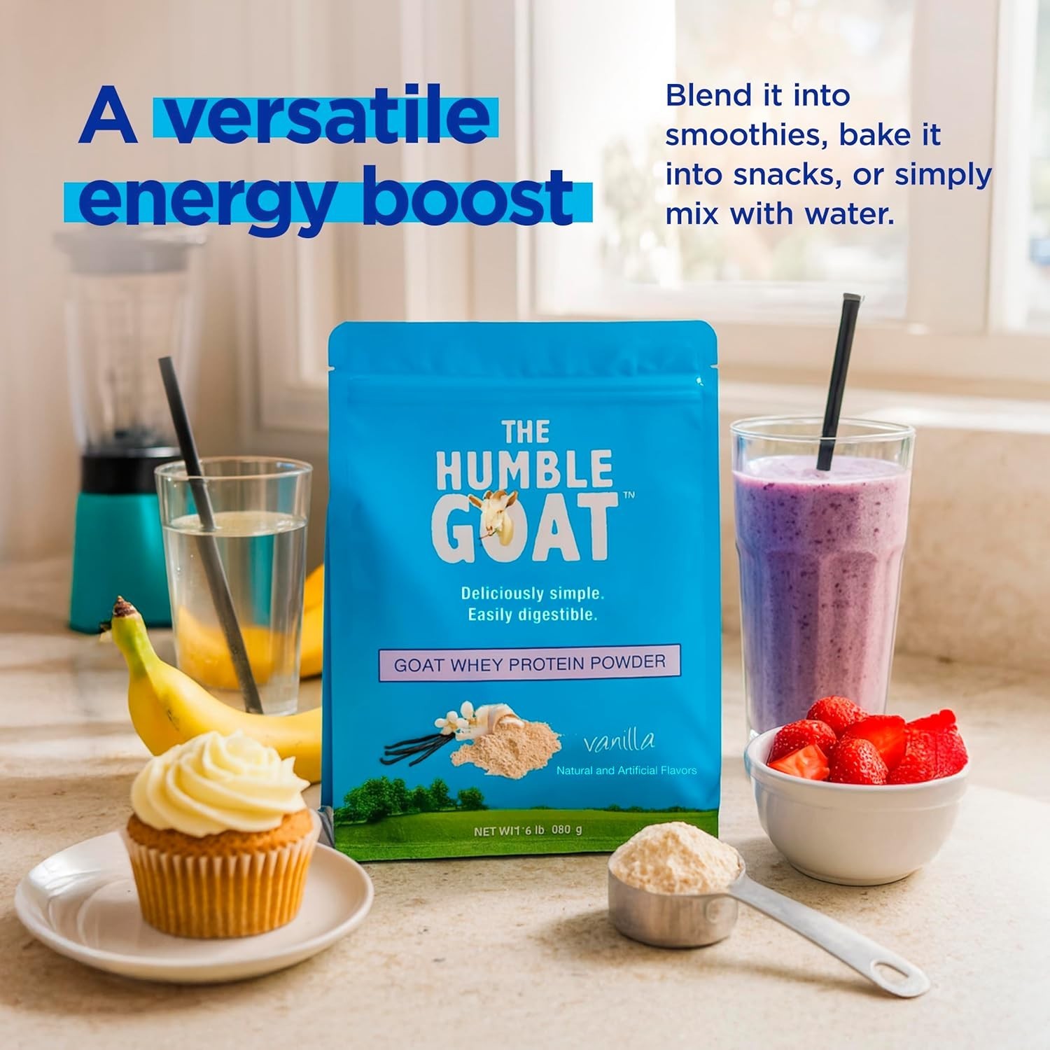 Grass Fed Whey Protein Powder Vanilla 1.5 lb – Made from Goat Milk, Easy to D…