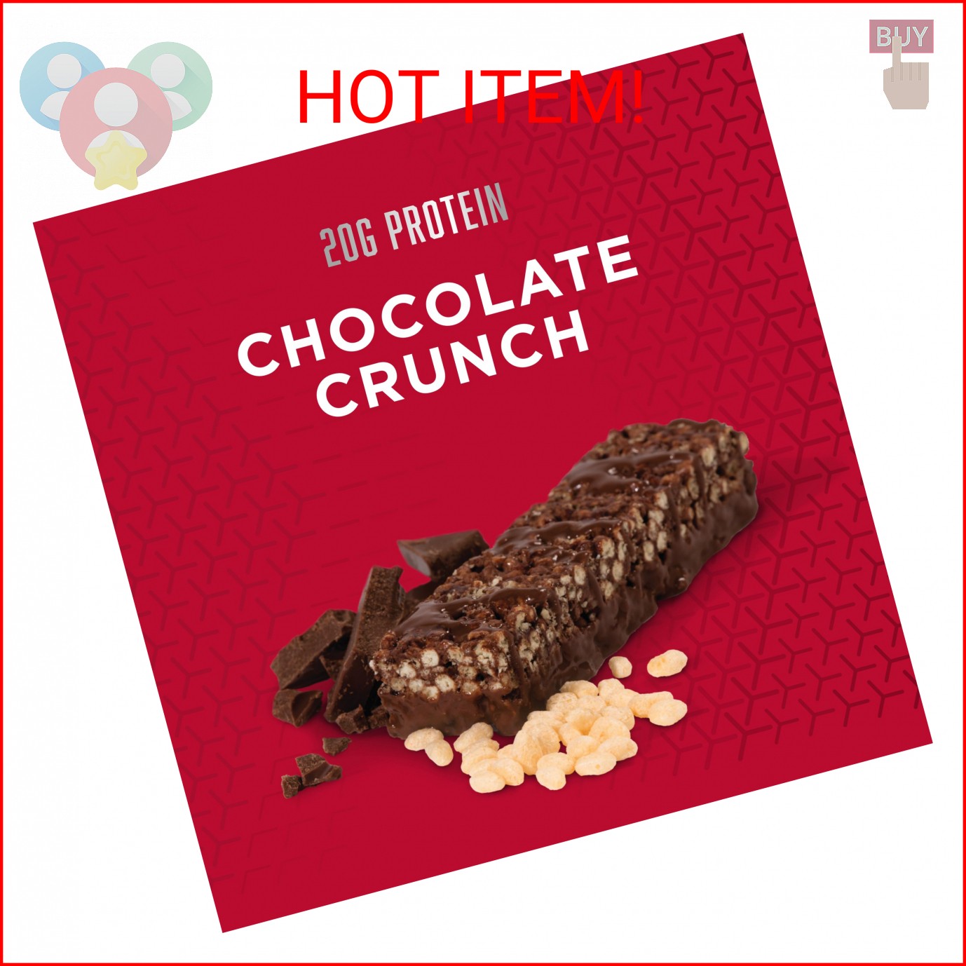 BSN Protein Crisp Bar, Chocolate Crunch, 20 Gram Protein Snack Bars with Whey an