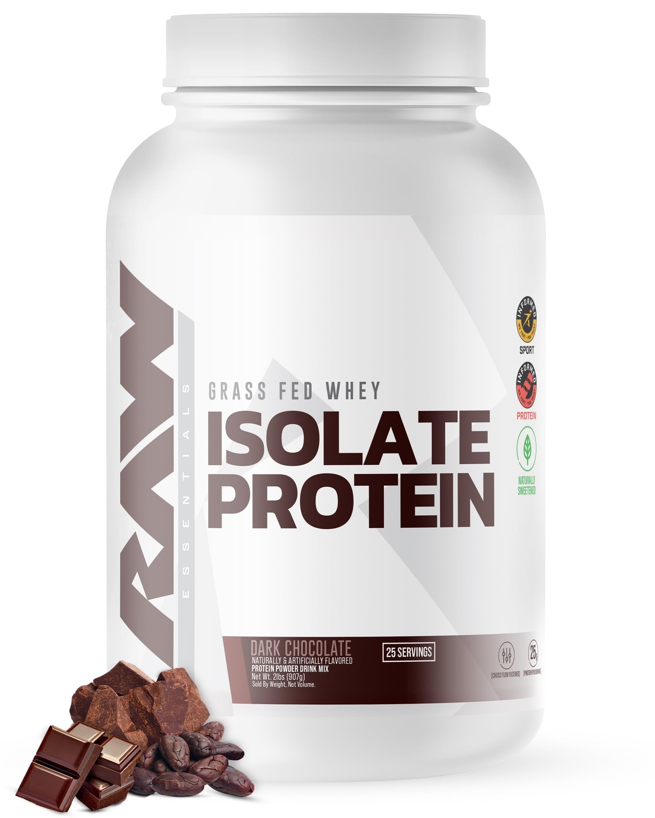RAW Whey Isolate Protein Powder, Dark Chocolate – 100% Grass-Fed Sports