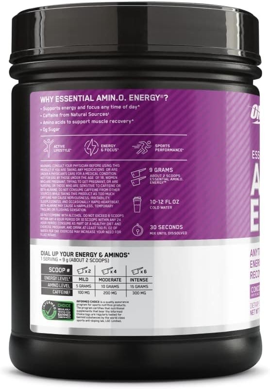Keto-Friendly Amino Energy – Green Tea & BCAAs for Mental Focus – 20.64 Oz