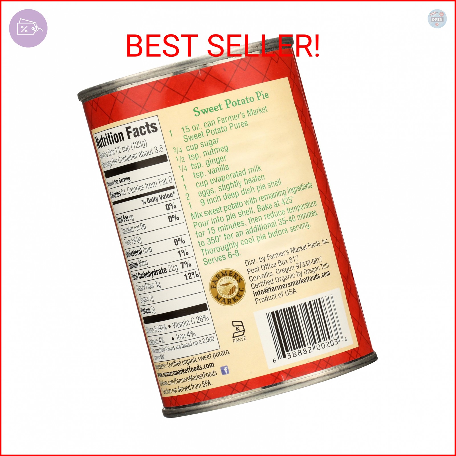 Farmers Market Foods Potato Swt Puree Org 15 OZ