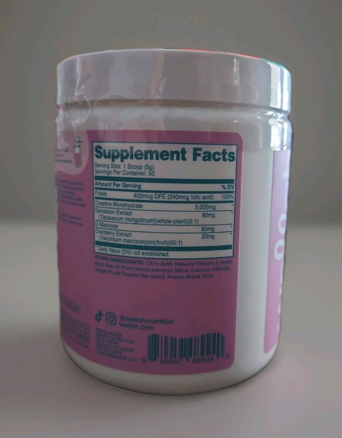 Wellah Pump-It-Up Creatine 50 Servings Blueberry Pomegranate Creatine Monohydrat