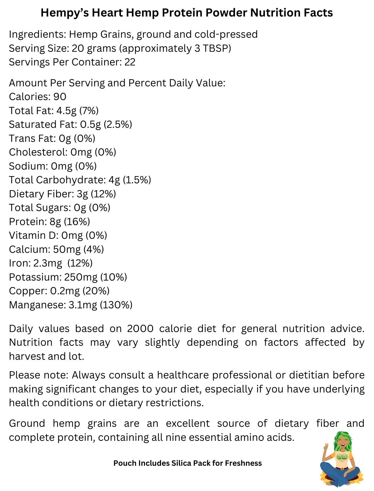 Hemp Grain Protein Powder, Super Food, (Hempy’s Heart)