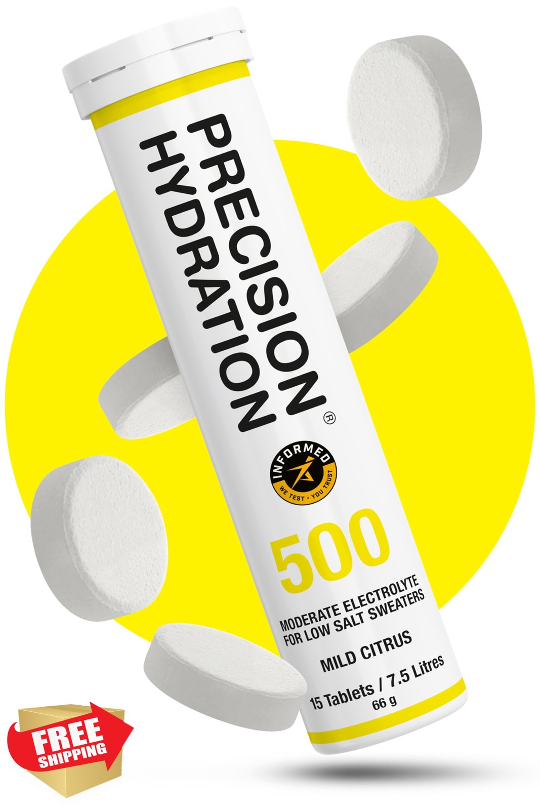 Precision Hydration Electrolyte Tablets, Yellow Tube, 500mg/L