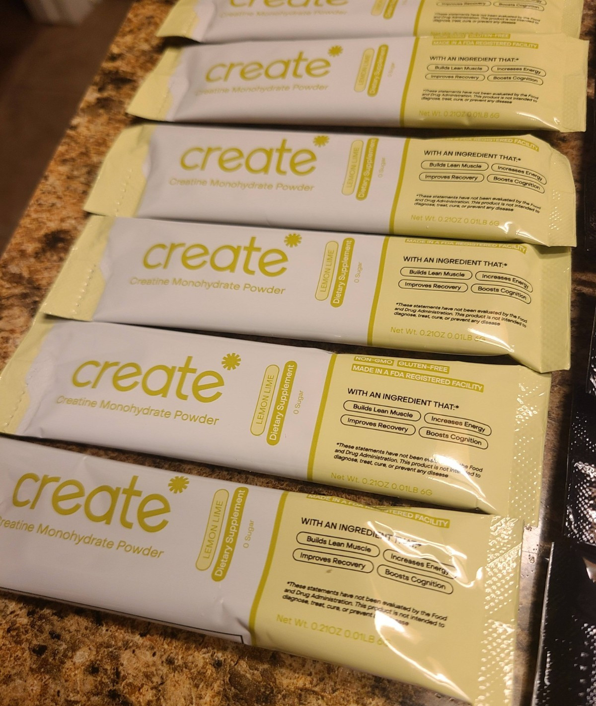 Create Creatine Monohydrate Powder Sticks-30 ct Variety Lemon Lime-Mix Berry etc