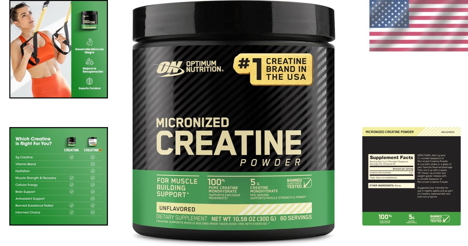 Optimum Nutrition Creatine Monohydrate, Unflavored Powder – 300g Power Booster