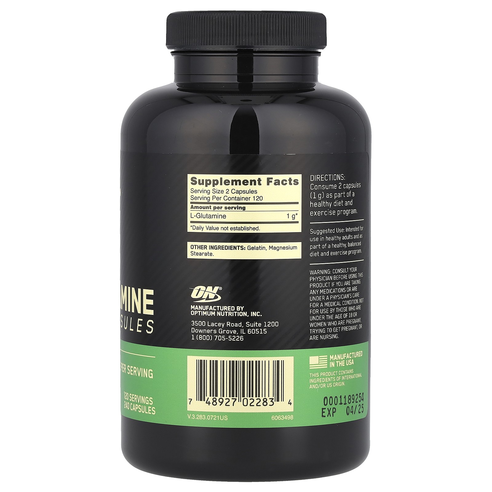 Glutamine, 240 Capsules