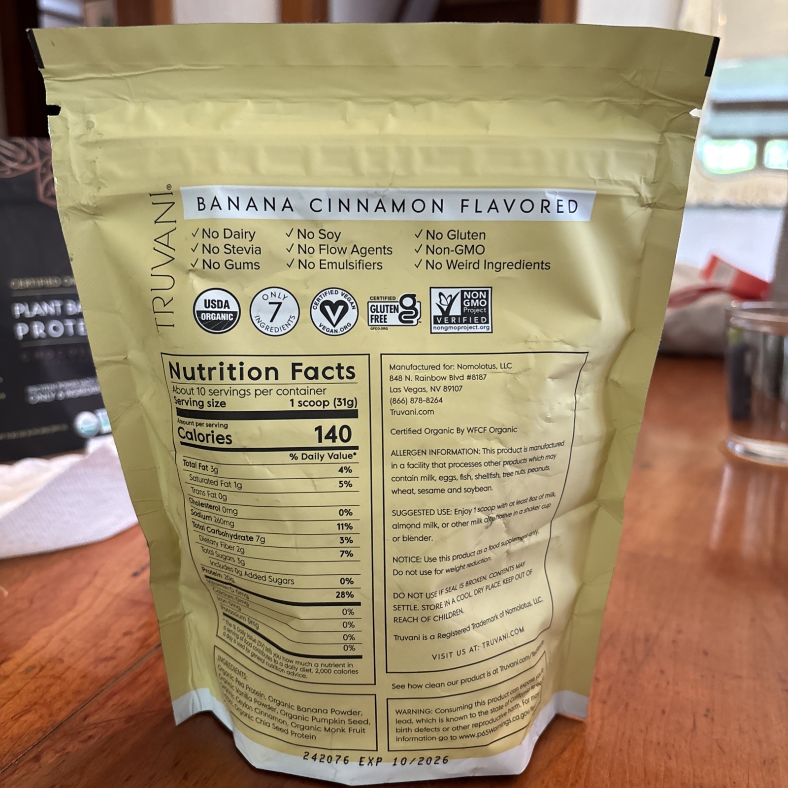 truvani protein powder Banana Cinnamon 11oz